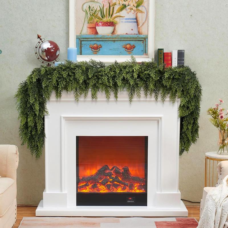 Elevate Your Holiday Decor with Our 1Pcs Artificial Cedar Pine Garland - Perfect for Mantles, Walls, and Outdoor Spaces!