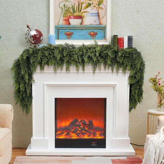 Elevate Your Holiday Decor with Our 1Pcs Artificial Cedar Pine Garland - Perfect for Mantles, Walls, and Outdoor Spaces!