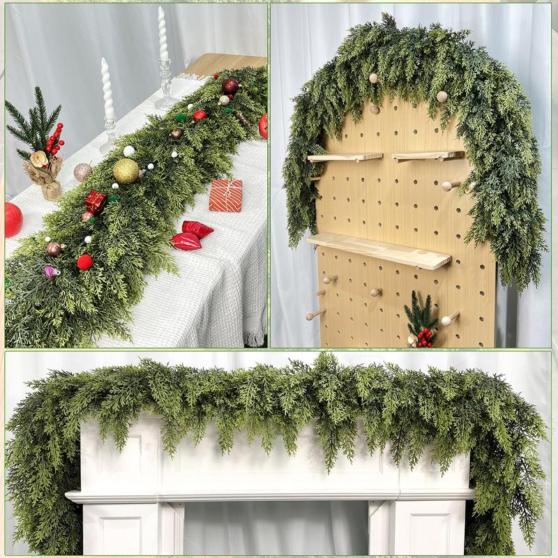 Elevate Your Holiday Decor with Our 1Pcs Artificial Cedar Pine Garland - Perfect for Mantles, Walls, and Outdoor Spaces!
