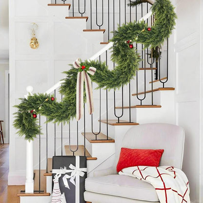 Elevate Your Holiday Decor with Our 1Pcs Artificial Cedar Pine Garland - Perfect for Mantles, Walls, and Outdoor Spaces!